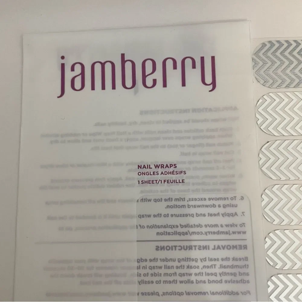 Jamberry Silver Chevron Full Sheet Nail Wraps 8C45